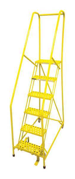 90 in H Steel Rolling Ladder, 6 Steps