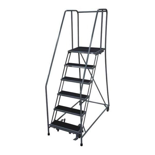 90 in H Steel Rolling Ladder, 6 Steps