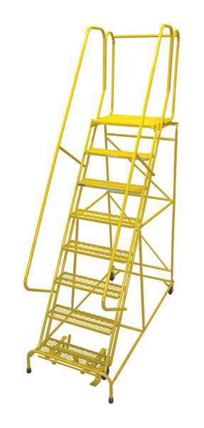 110 in H Steel Rolling Ladder, 8 Steps