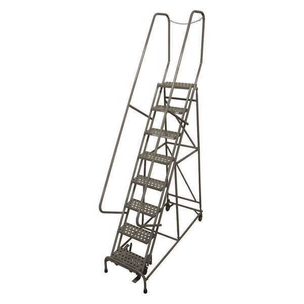 110 in H Steel Rolling Ladder, 8 Steps