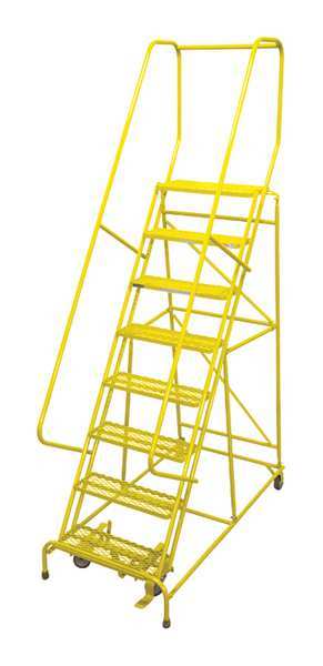 110 in H Steel Rolling Ladder, 8 Steps