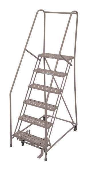 90 in H Steel Rolling Ladder, 6 Steps
