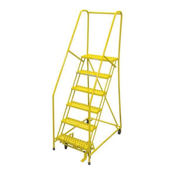 90 in H Steel Rolling Ladder, 6 Steps