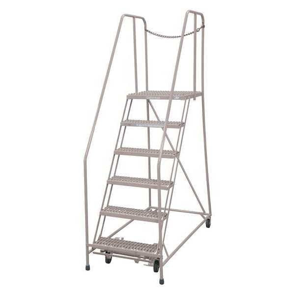 90 in H Steel Rolling Ladder, 6 Steps