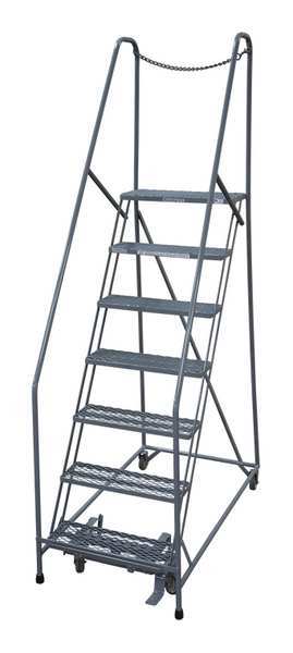100 in H Steel Rolling Ladder, 7 Steps