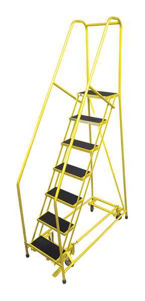 100 in H Steel Rolling Ladder, 7 Steps