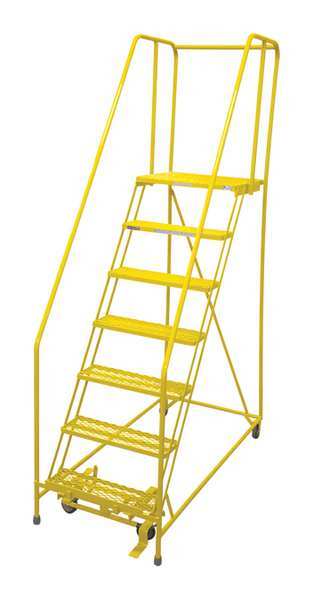 100 in H Steel Rolling Ladder, 7 Steps