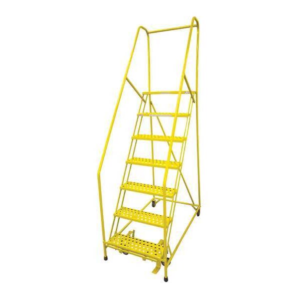 100 in H Steel Rolling Ladder, 7 Steps