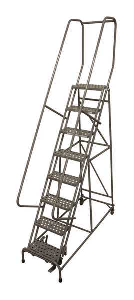110 in H Steel Rolling Ladder, 8 Steps