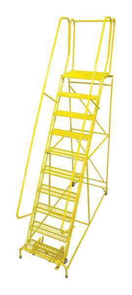 130 in H Steel Rolling Ladder, 10 Steps