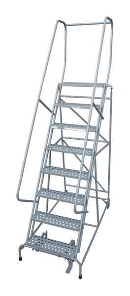110 in H Steel Rolling Ladder, 8 Steps