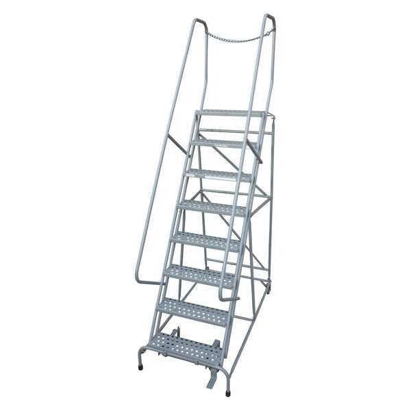 110 in H Steel Rolling Ladder, 8 Steps