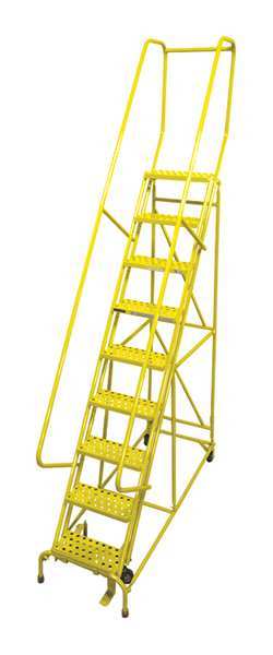 120 in H Steel Rolling Ladder, 9 Steps