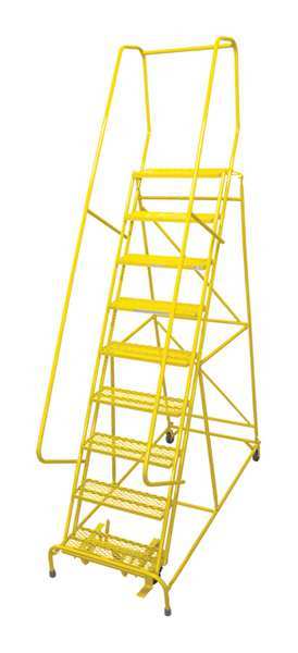 120 in H Steel Rolling Ladder, 9 Steps