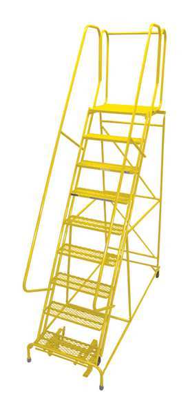 120 in H Steel Rolling Ladder, 9 Steps