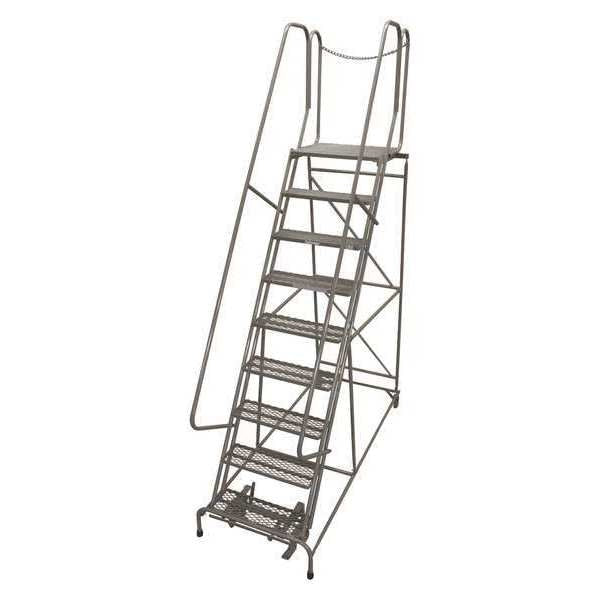 120 in H Steel Rolling Ladder, 9 Steps