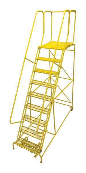 120 in H Steel Rolling Ladder, 9 Steps