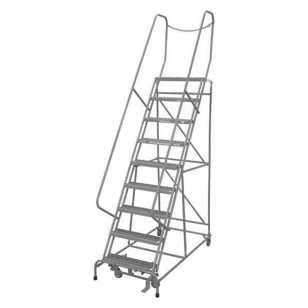 120 in H Steel Rolling Ladder, 9 Steps