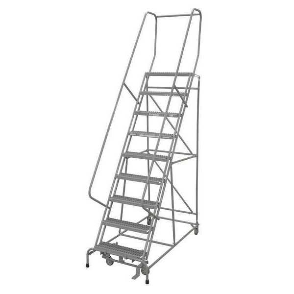 120 in H Steel Rolling Ladder, 9 Steps