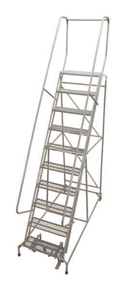 130 in H Steel Rolling Ladder, 10 Steps