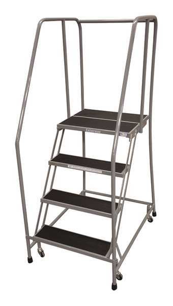 70 in H Steel Rolling Ladder, 4 Steps