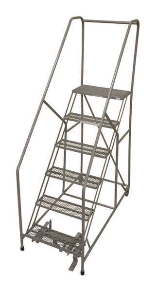 90 in H Steel Rolling Ladder, 6 Steps