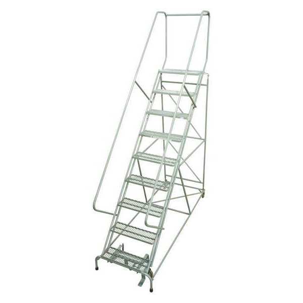 110 in H Steel Rolling Ladder, 8 Steps