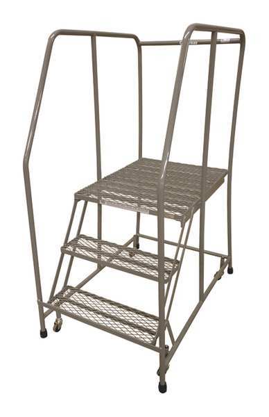 60 in H Steel Rolling Ladder, 3 Steps