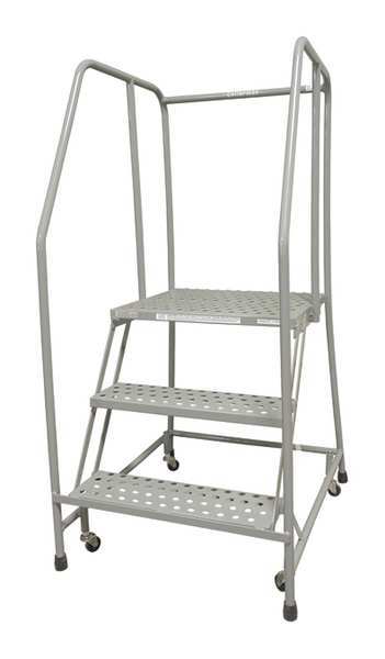 60 in H Steel Rolling Ladder, 3 Steps