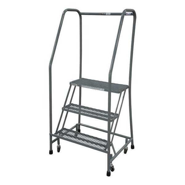 60 in H Steel Rolling Ladder, 3 Steps