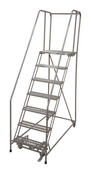 100 in H Steel Rolling Ladder, 7 Steps