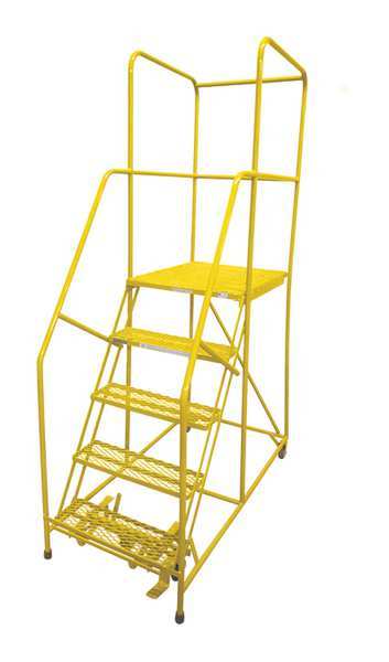 80 in H Steel Rolling Ladder, 5 Steps