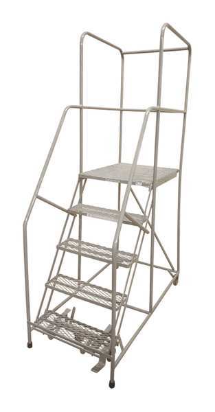 80 in H Steel Rolling Ladder, 5 Steps