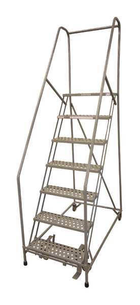 100 in H Steel Rolling Ladder, 7 Steps