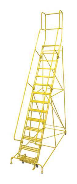 182 in H Steel Rolling Ladder, 14 Steps