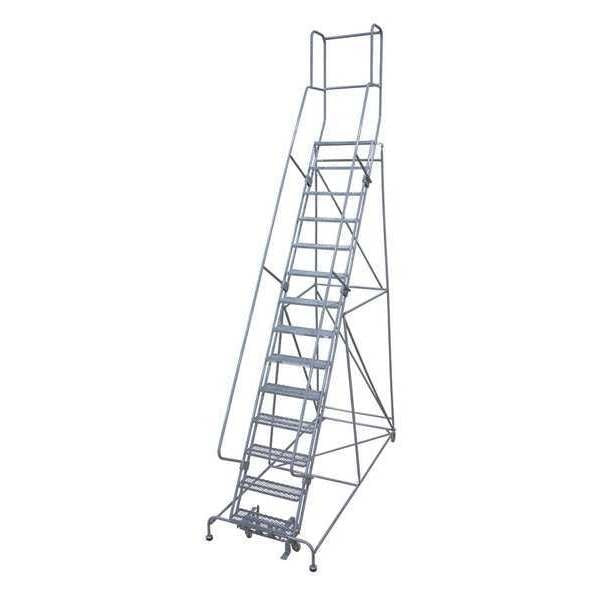 182 in H Steel Rolling Ladder, 14 Steps