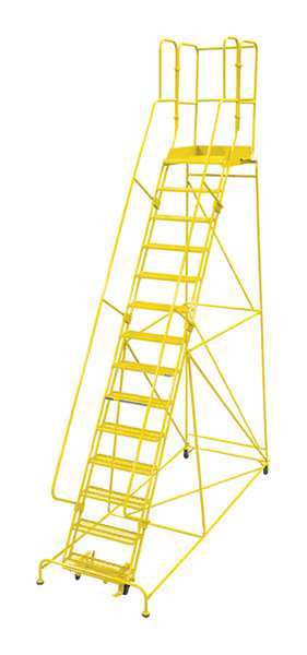 182 in H Steel Rolling Ladder, 14 Steps