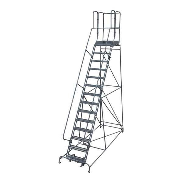 182 in H Steel Rolling Ladder, 14 Steps