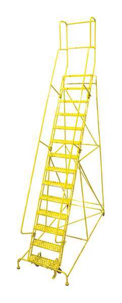 182 in H Steel Rolling Ladder, 14 Steps