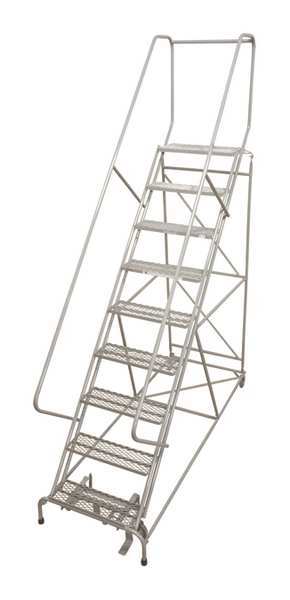 182 in H Steel Rolling Ladder, 14 Steps