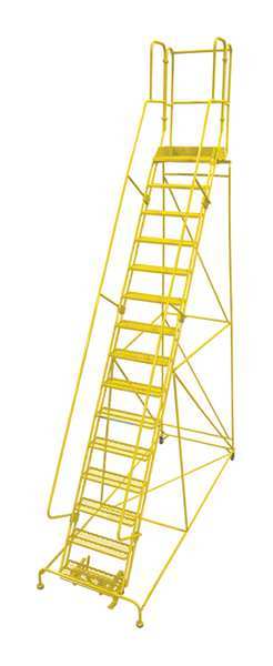 192 in H Steel Rolling Ladder, 15 Steps