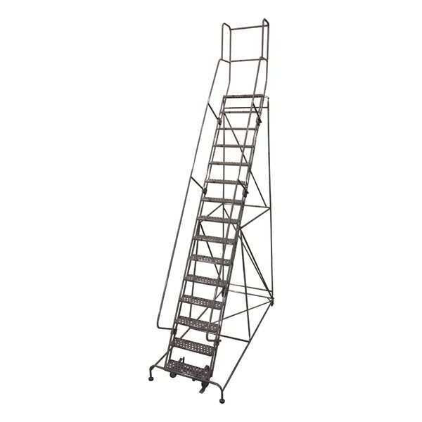 192 in H Steel Rolling Ladder, 15 Steps