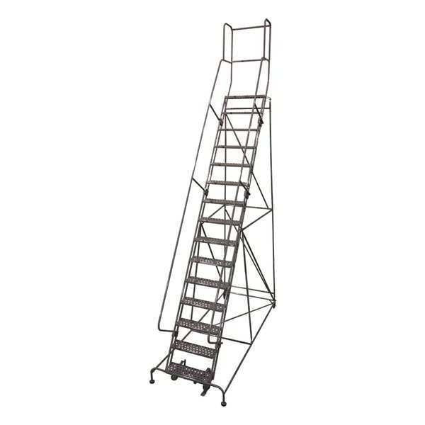 192 in H Steel Rolling Ladder, 15 Steps