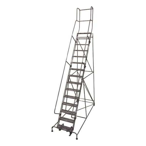 192 in H Steel Rolling Ladder, 15 Steps
