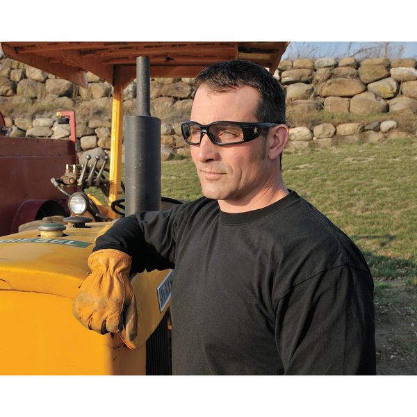 Safety Glasses, Wraparound Clear Polycarbonate Lens, Scratch-Resistant