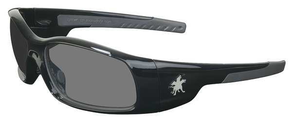 Safety Glasses, Wraparound Gray Polycarbonate Lens, Scratch-Resistant