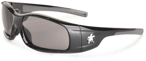Safety Glasses, Wraparound Gray Polycarbonate Lens, Scratch-Resistant