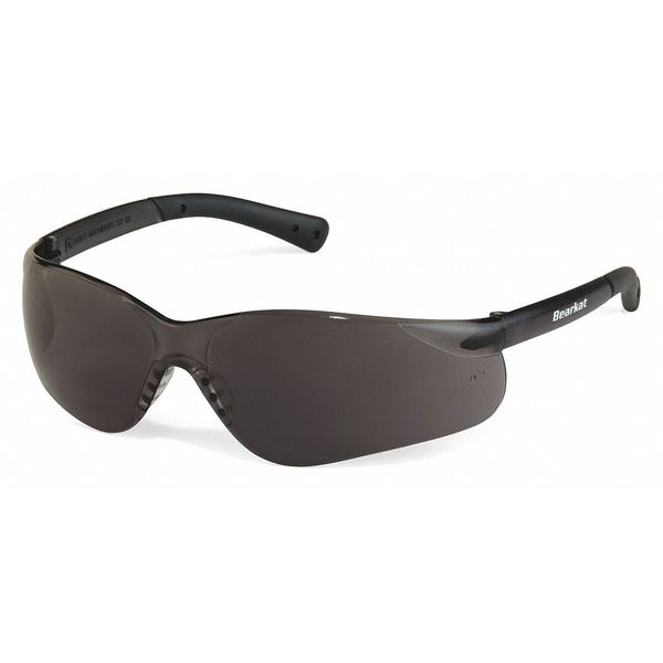 Safety Glasses, Wraparound Gray Polycarbonate Lens, Scratch-Resistant