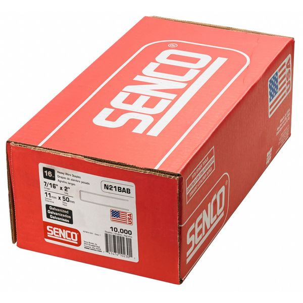 Staples, 16 ga, Standard Crown, 2 in Leg L, Steel, 10000 PK