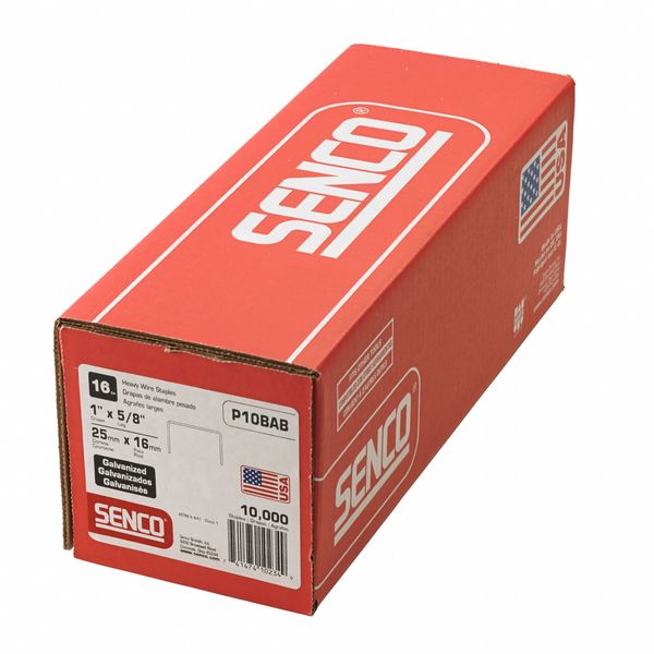 Staples, 16 ga, Standard Crown, 5/8 in Leg L, Steel, 10000 PK
